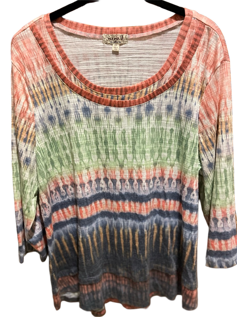242. WOMENS ONE WORLD 2X DETAIL TOP